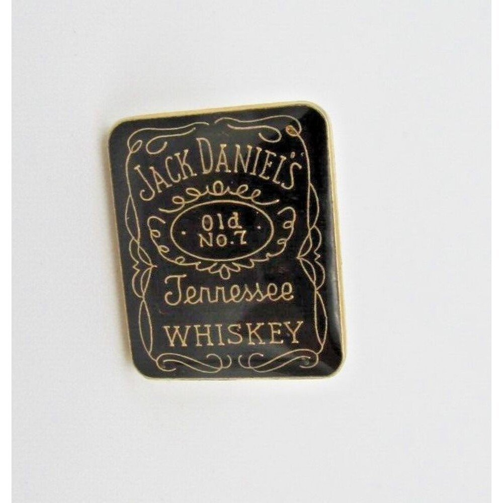 Vintage Jack Daniels Tennessee Whiskey Old No. 7 Hat Pin Lapel Tack Black Gold